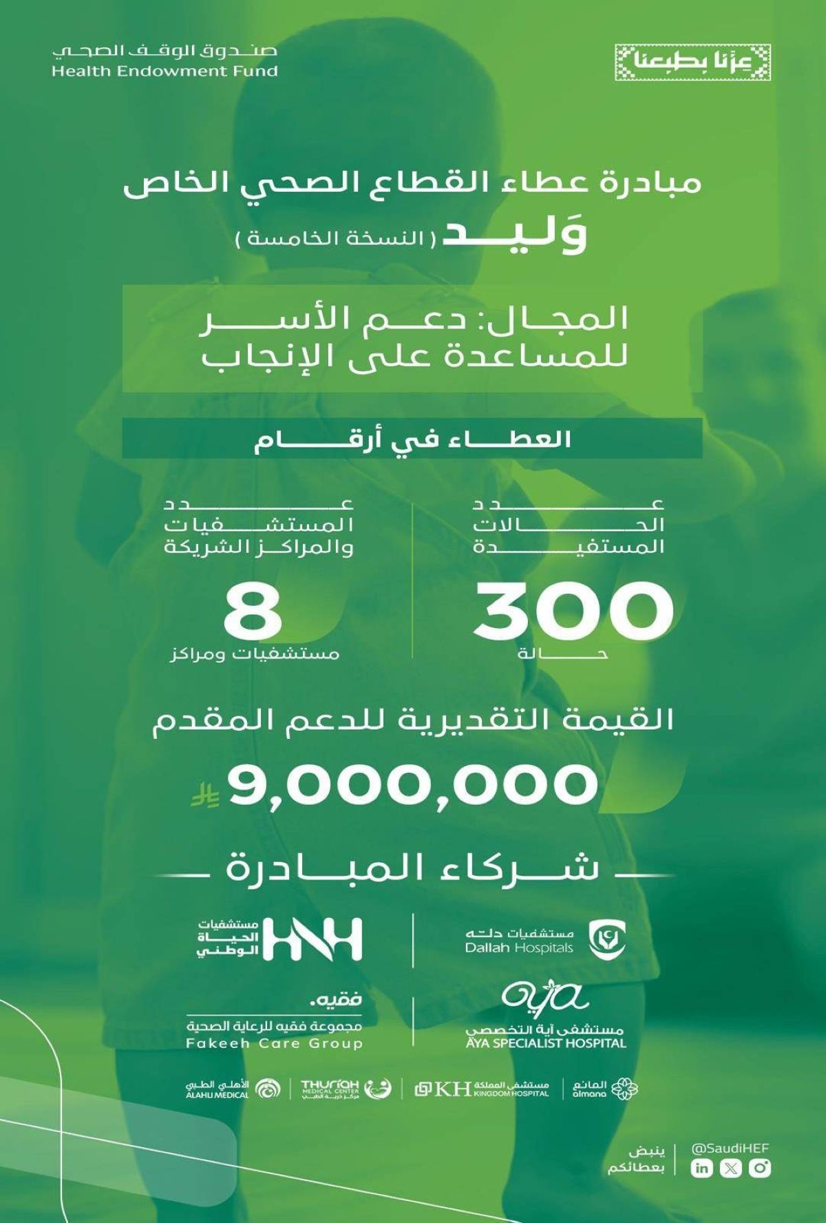 صندوق الوقف الصحي يطلق النسخة الخامسة من مبادرة عطاء القطاع الصحي