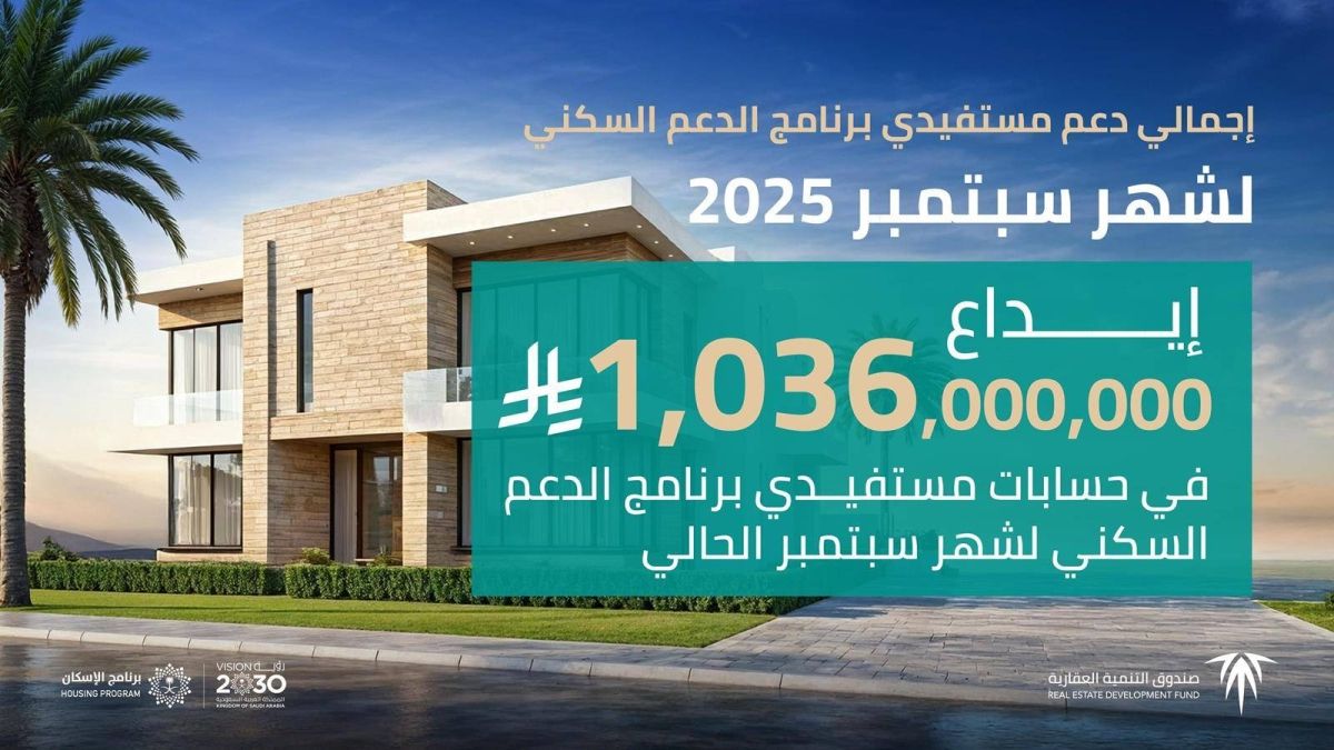 إيداع 1.036 مليار ريال في حسابات مستفيدي «سكني» لشهر سبتمبر