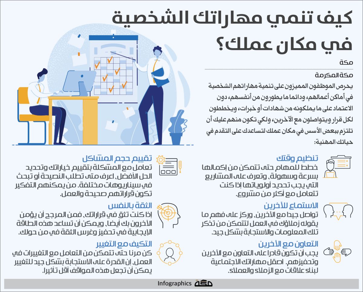 إنفوجرافيك: كيف تنمي مهاراتك الشخصية في مكان عملك؟