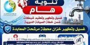 مياه أسيوط: غسيل وتطهير خزان مرشح المعابدة فى أبنوب