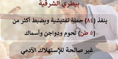 بيطري الشرقية ينفذ 84 حملة تفتيشية ويضبط 5 أطنان لحوم فاسدة