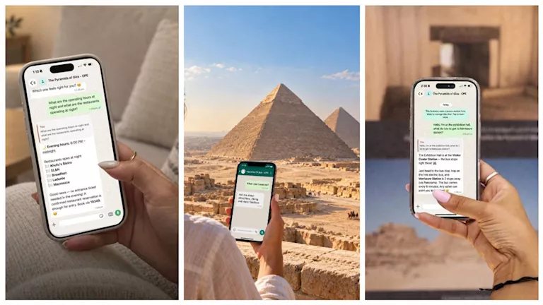أوراسكوم بيراميدز تطلق مساعدًا ذكيًا مجانيًا لزوار الأهرامات عبر الواتساب
