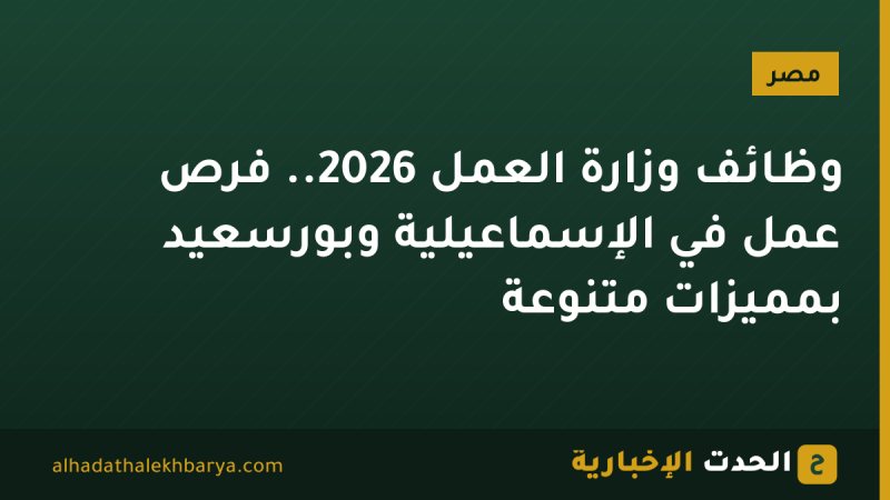 وظائف وزارة العمل 2026.. فرص عمل في الإسماعيلية وبورسعيد بمميزات متنوعة